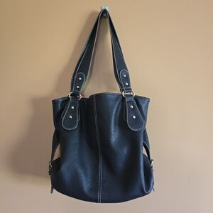 B. Lush Black Shoulder Bag With Rivet Accents